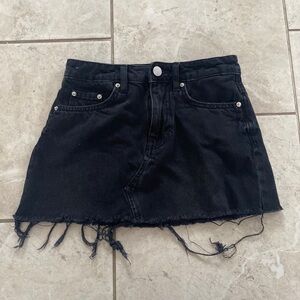 Divided H&M Black Denim Micro Mini Distressed Skirt